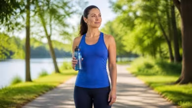 Femme athletique dans un parc ensoleille