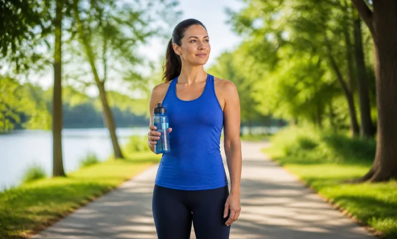 Femme athletique dans un parc ensoleille